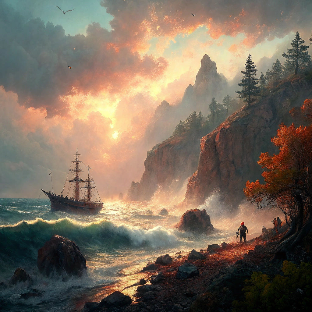 Dramatic Seascape with Cinematic Lighting and Vivid Colors