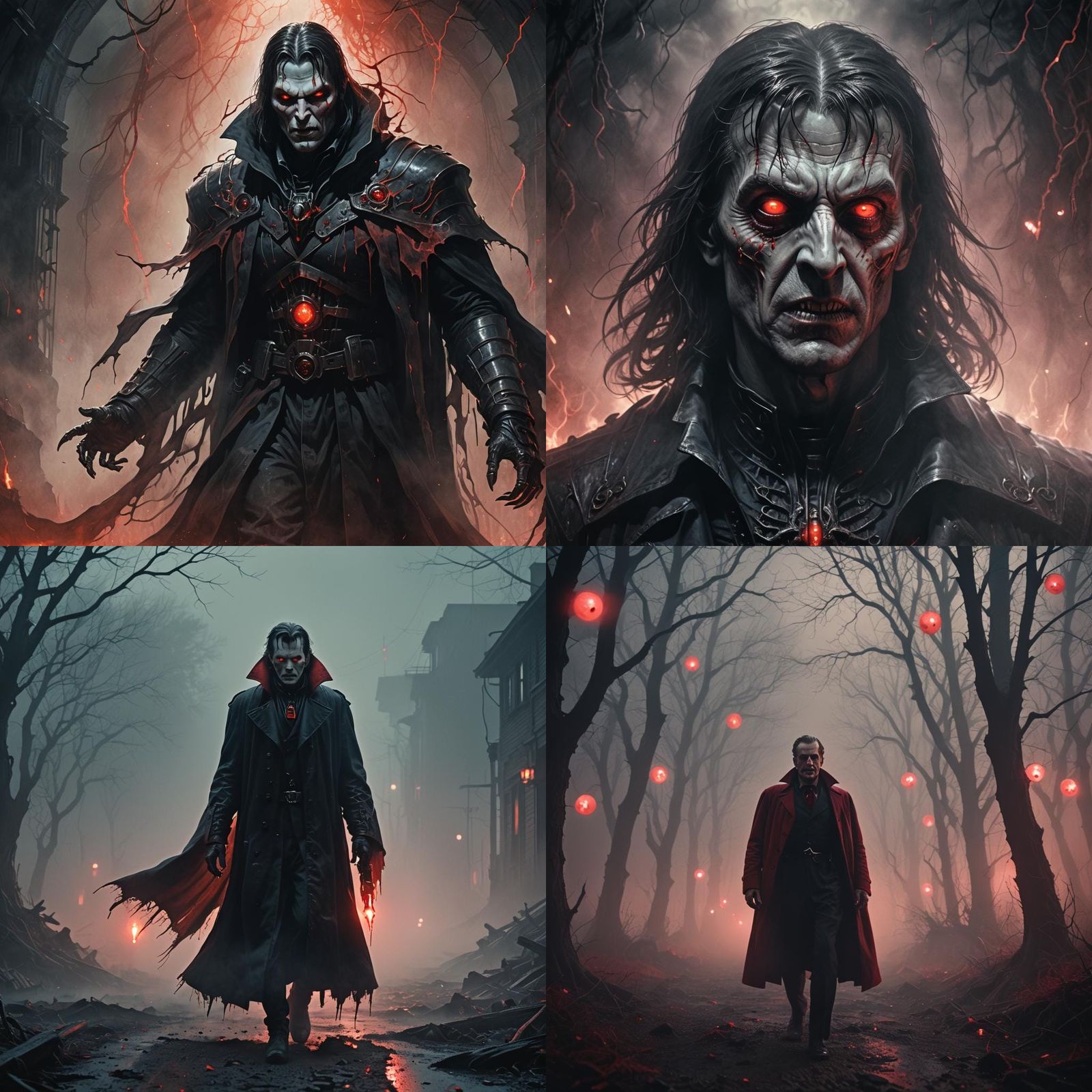 Retro Sci-Fi Vampire in Misty Red Light