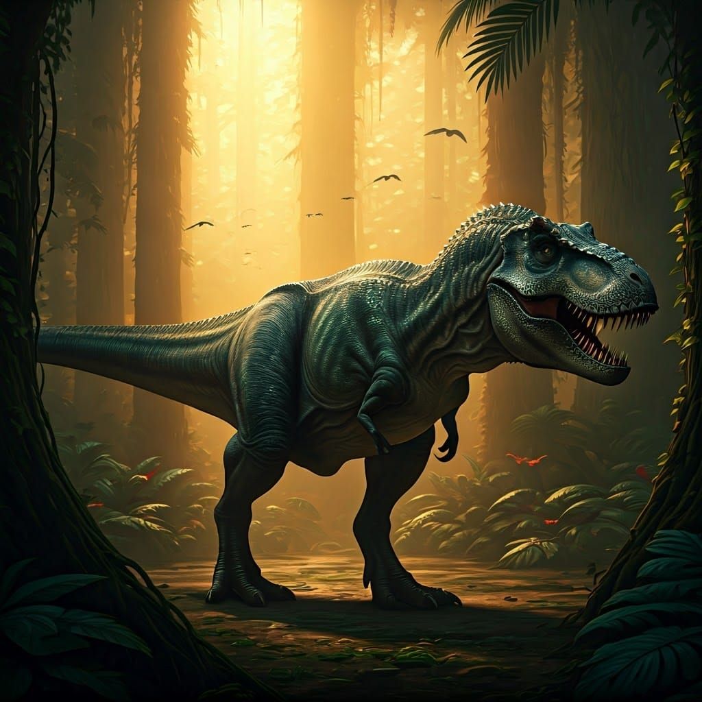 Tyrannosaurus Rex Hunts in Mysterious, Ancient Jungle