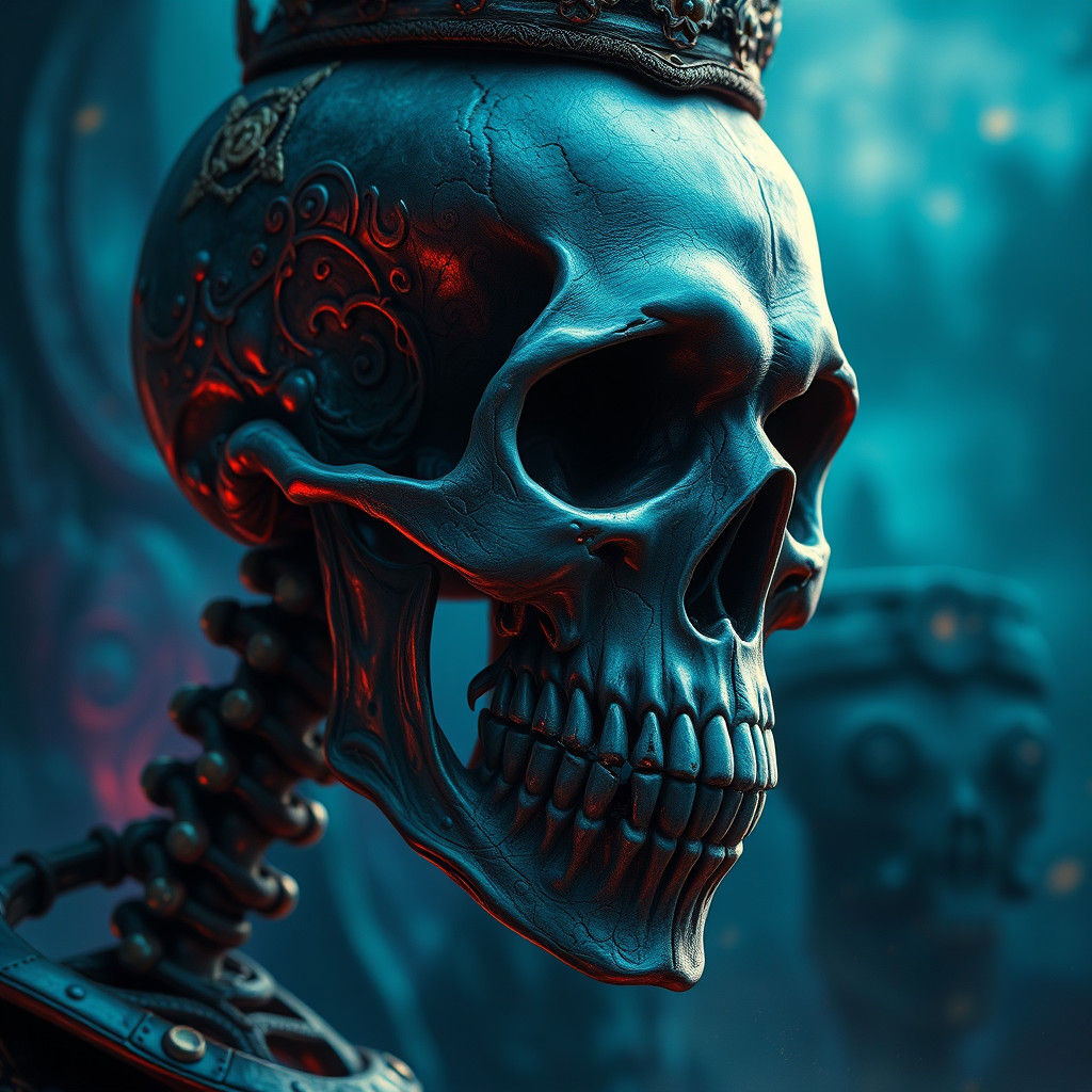 Detailed Skeleton Skull in Mystical Matte Painting