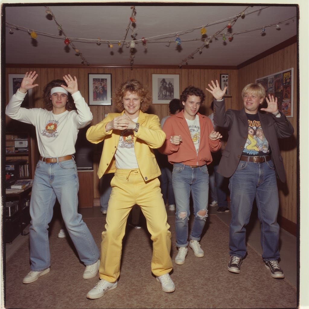Authentic 80s Polaroid of Adults Doing the Duck Dance