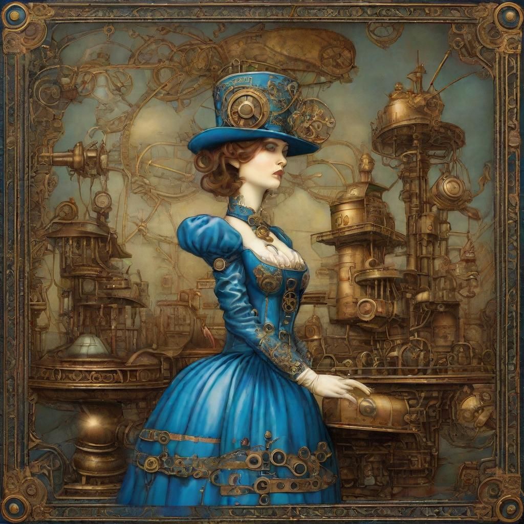 Steampunk Fair Carousel in Storybook Illustration Style