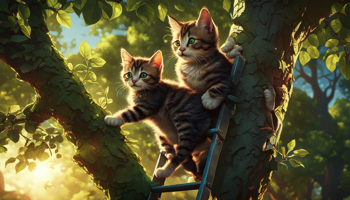 Heroic Dad Rescues Kitten: Fantasy Concept Art