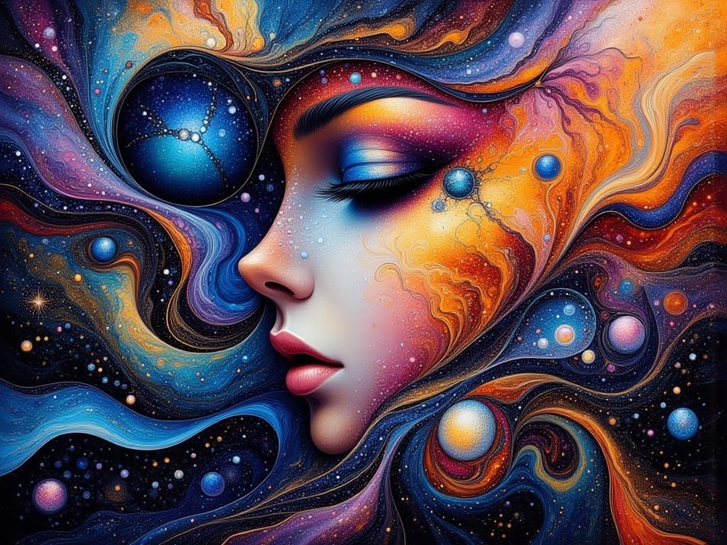 Celestial Abstract Beauty in Vibrant Fractal Patterns