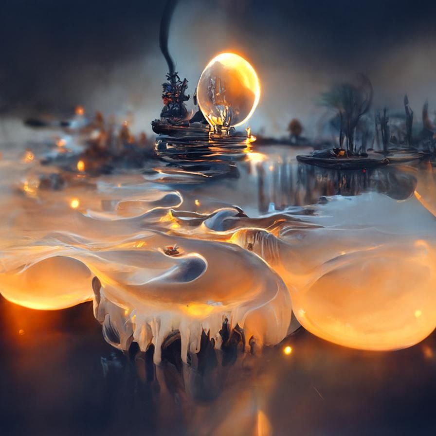Melting Lights: Sci-Fi Fantasy River Scene