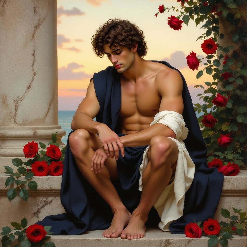 Young Man in Classical Realism Oil Painting