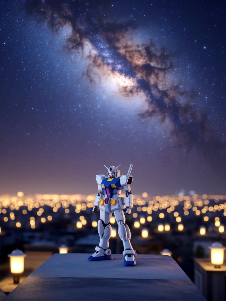 A contemplative anime-style mecha