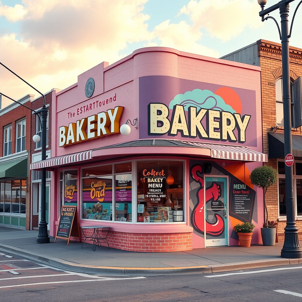 Bakery Street Art in Vibrant Main Street Scene