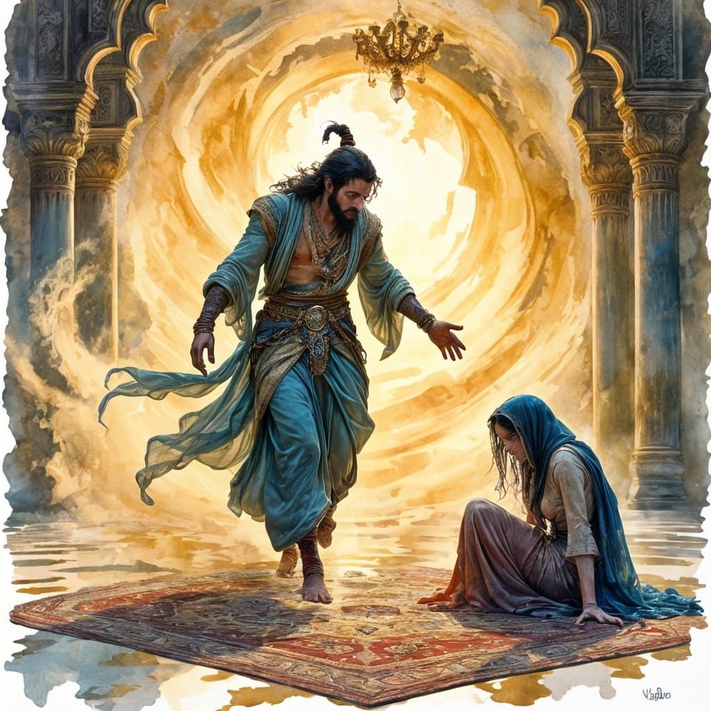 Jinn Rescues Chained Woman in Opulent Palace