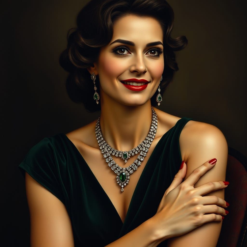 Elegant Elizabeth Taylor-Inspired Portrait in Dramatic Chiar...