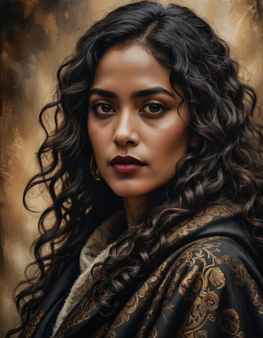 Hispanic Woman Portrait in Dramatic Chiaroscuro