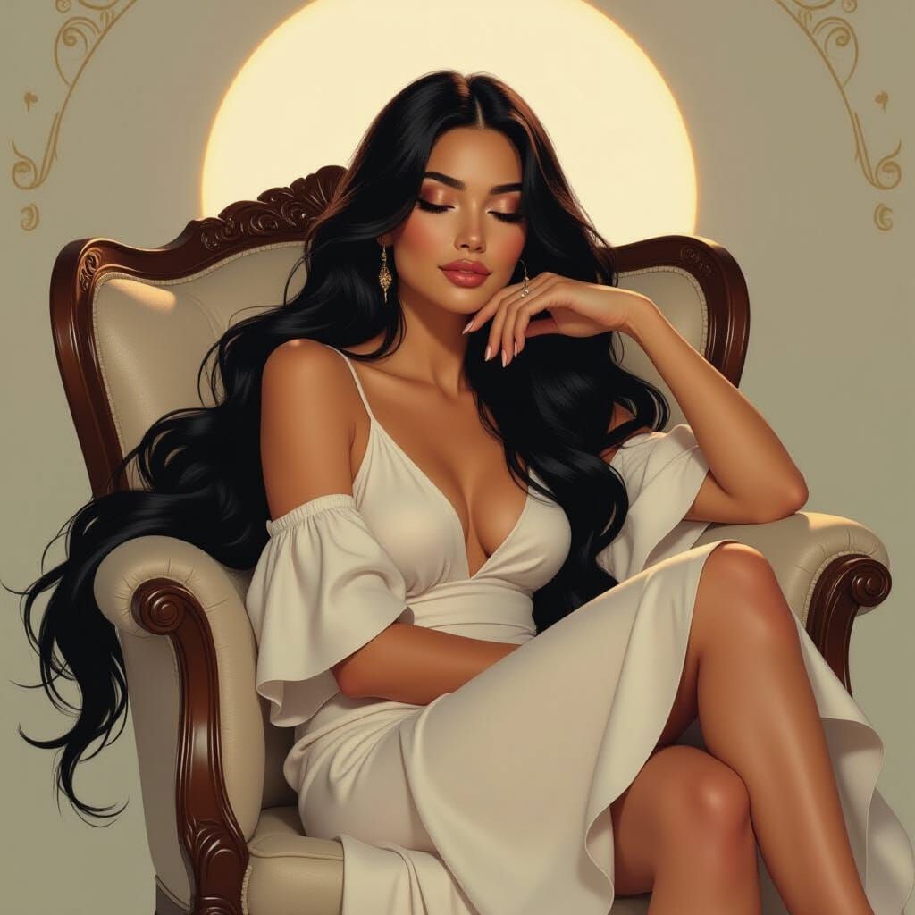 Peaceful Woman in Art Nouveau Style