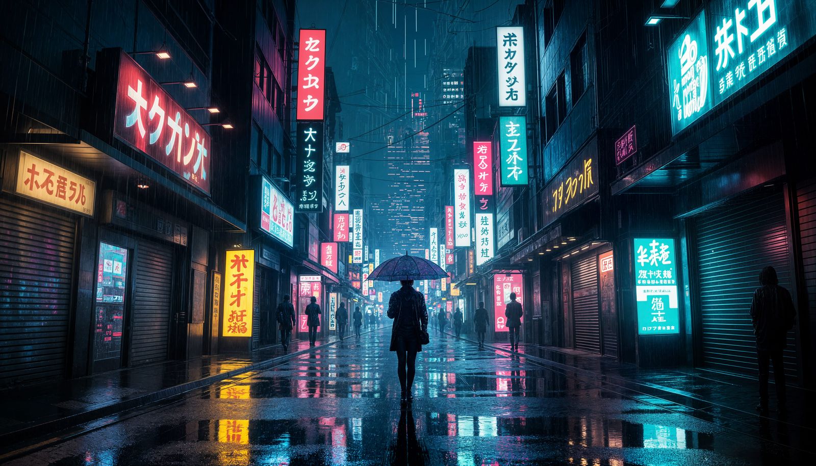 Neon Tokyo Alley in Cyberpunk Film Style