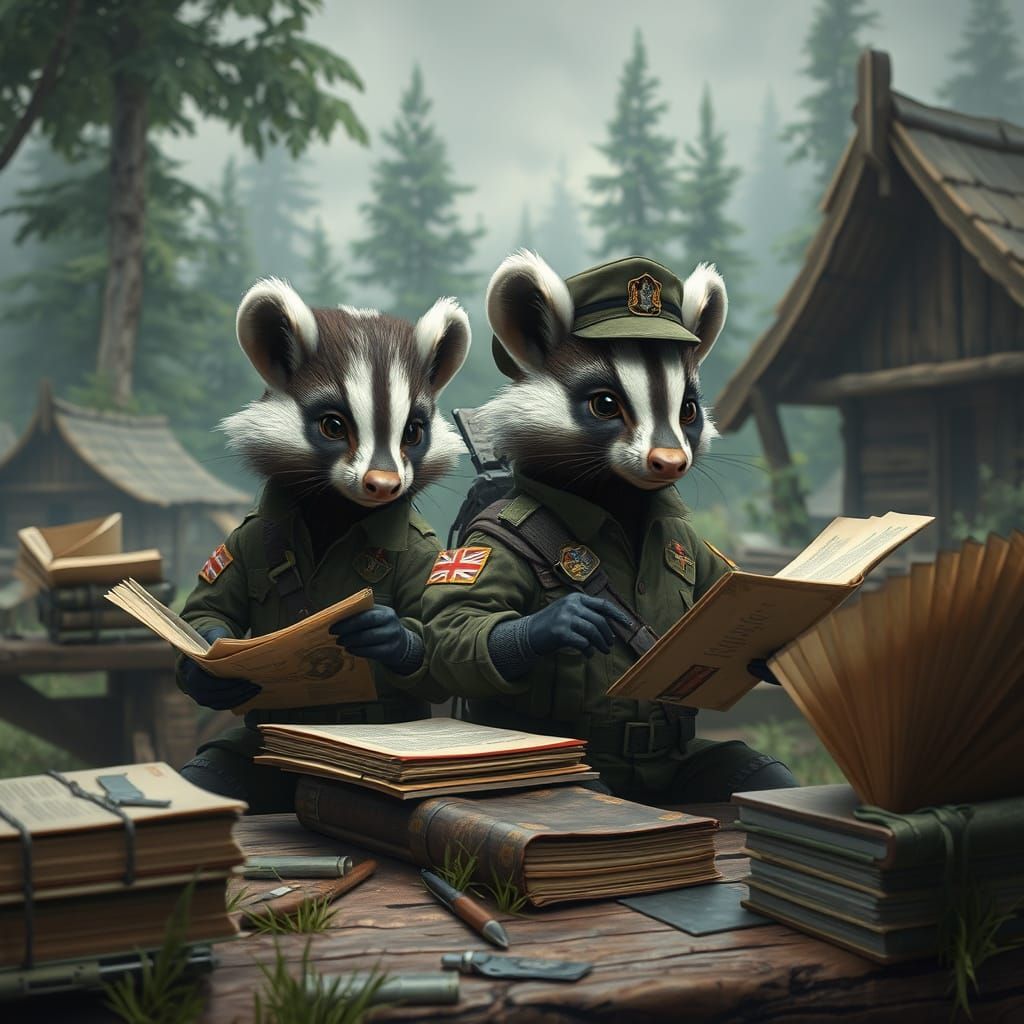 Whimsical Skunks Bind Tactical Field Manuals in Charity Boot...