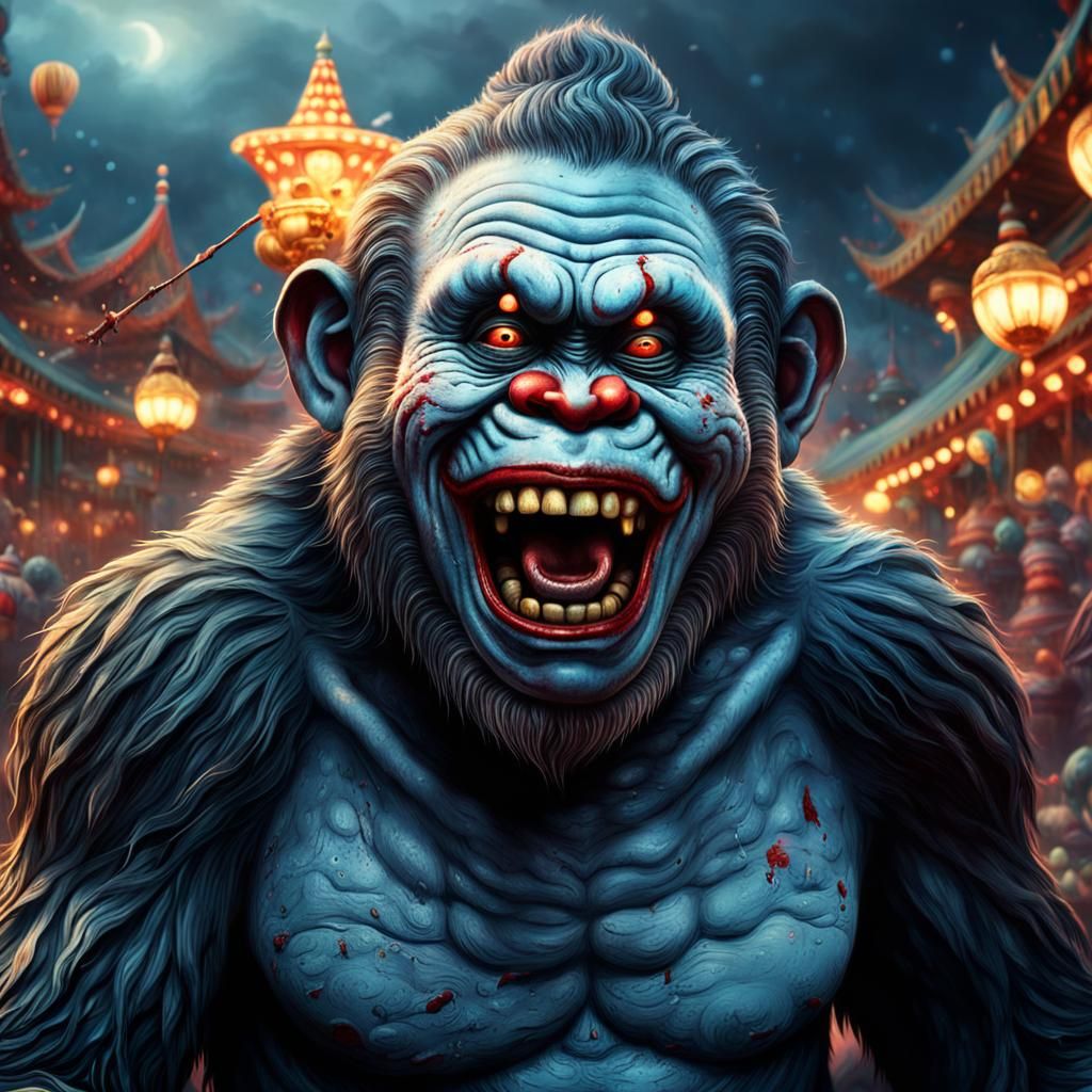 Maniacal Zombie Monkey Clown Buddha: Digital Matte Painting