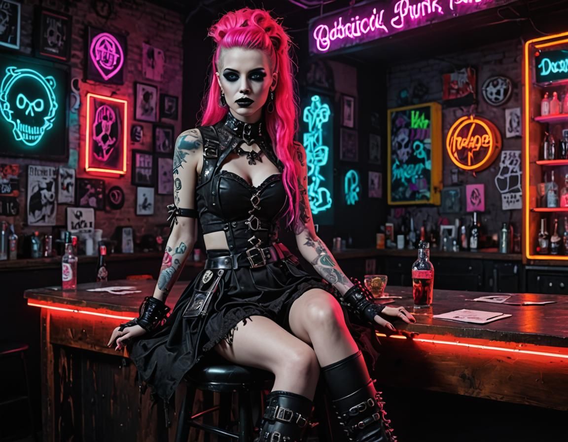 Hyperrealistic Gothic Punk Ghost in Neon Colors