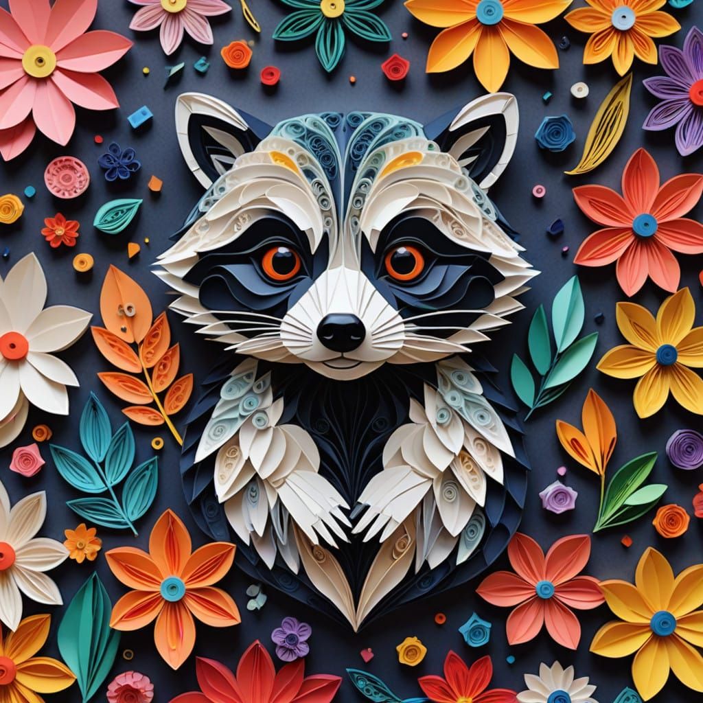 Whimsical Origami Raccoon in Soft Focus