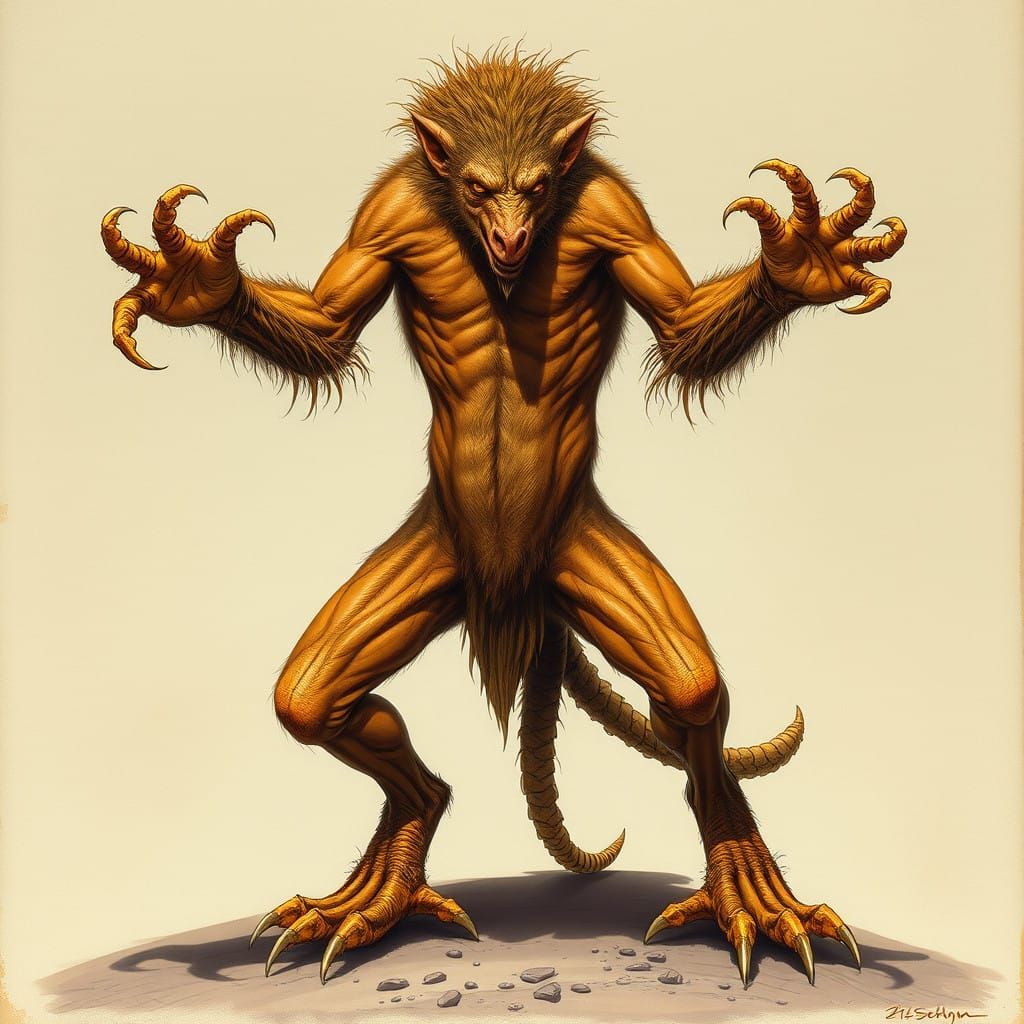 Quadrupedal Creature in Frank Frazetta Fantasy Art Style