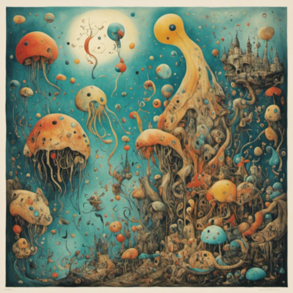 Abstract Jellyfish Bloom in Modern Style