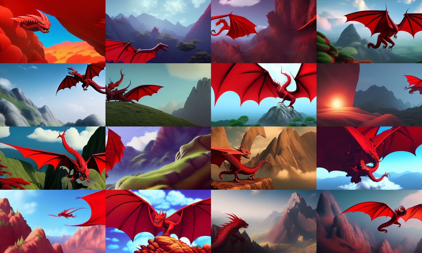 Red Dragon Soaring: Ghibli-Style Octane Render