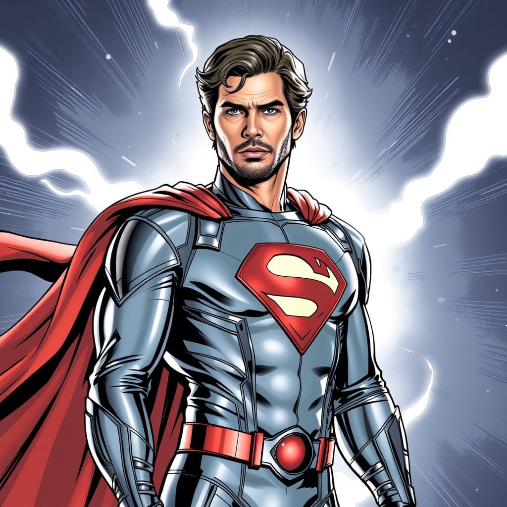 Jor-El in Metallic Suit, Comic Book Style