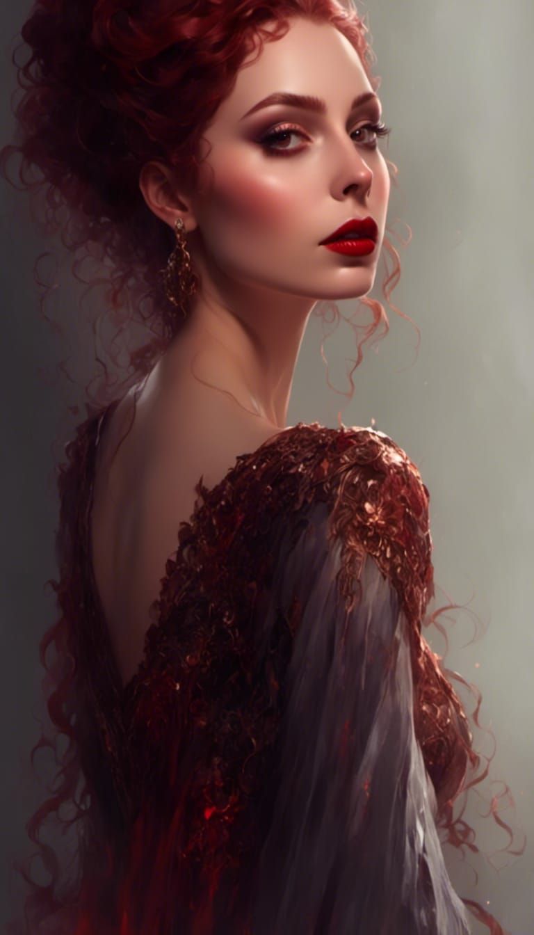 Victorian Vampire Mina Harker Portrait with Dramatic Lightin...