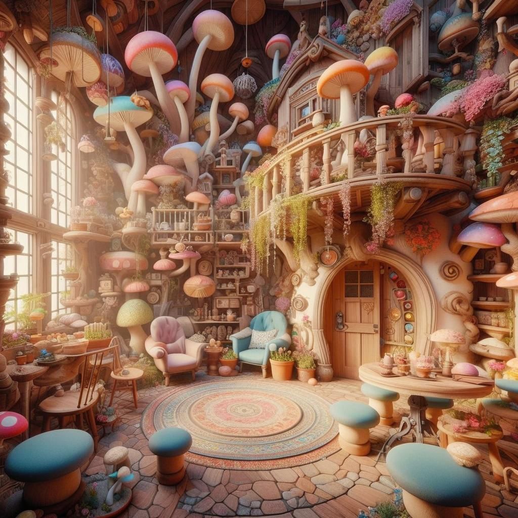 Fairytale House Interior with Giant Furniture