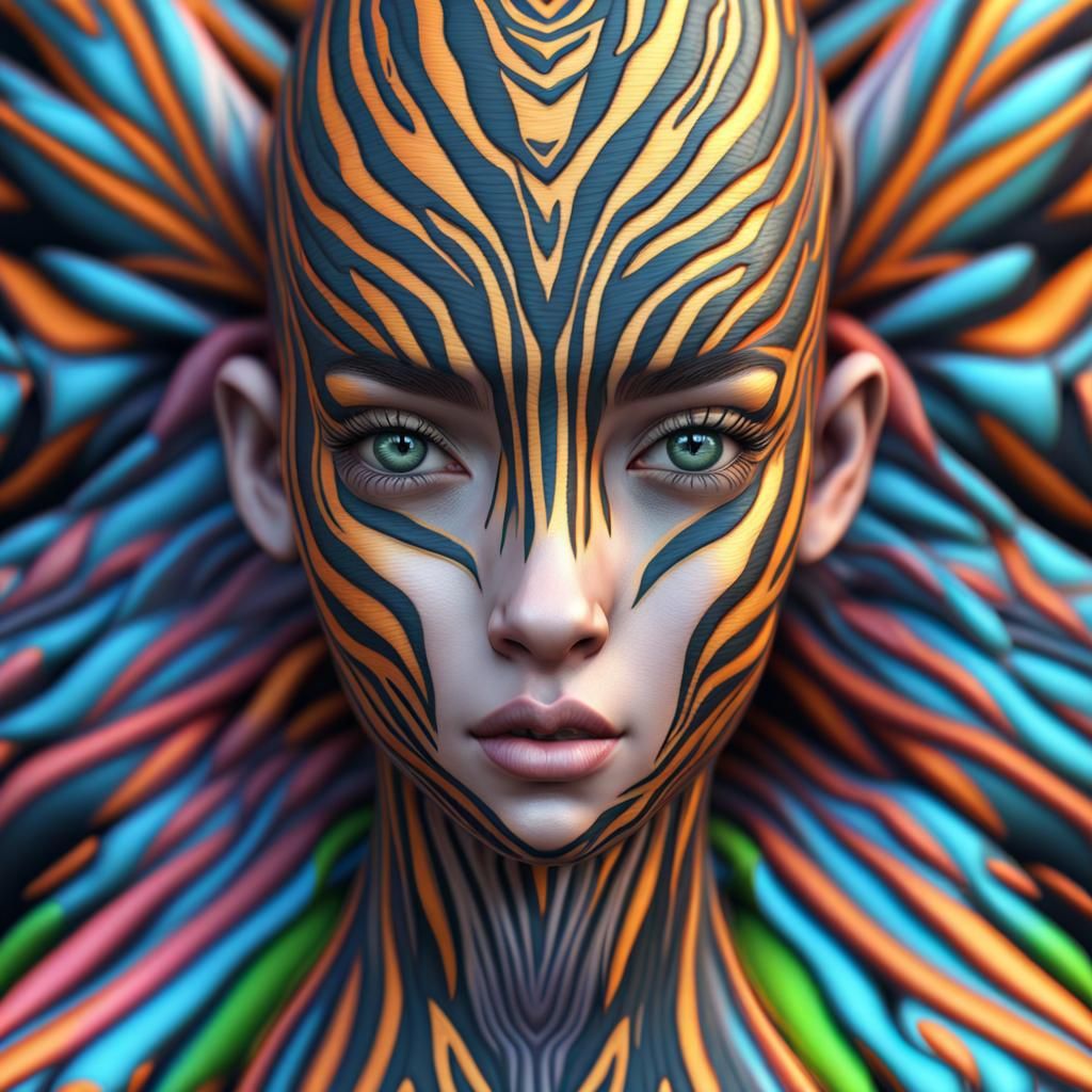 Celtic Zebra Girl: Hyperrealistic Eldritch 3D Art