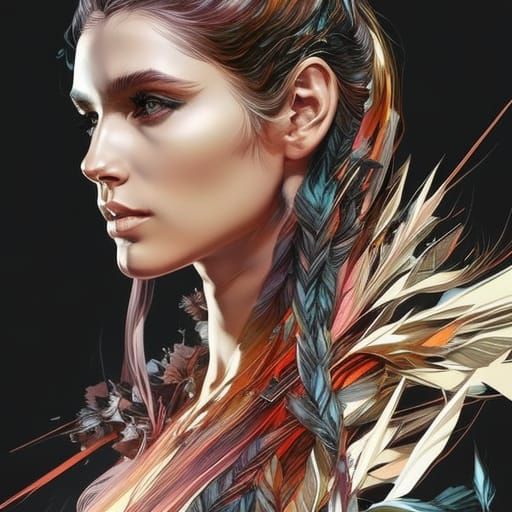 Detailed Portrait of a Russian Woman in Bioluminescent Art