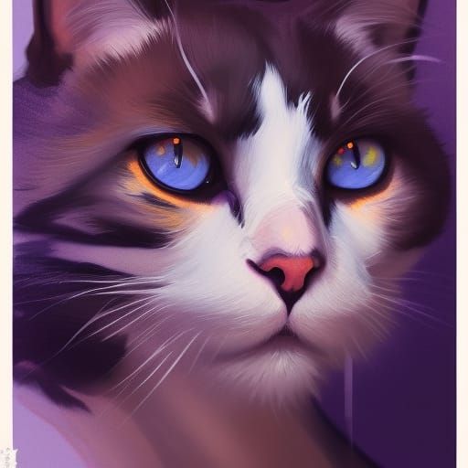 Hyperdetailed Cat Portrait in Art Nouveau Style