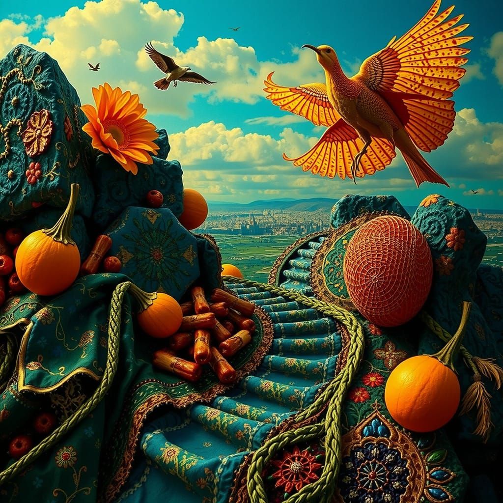 Vibrant Patchwork Patterns with Fractal Angles and Fibonacci...