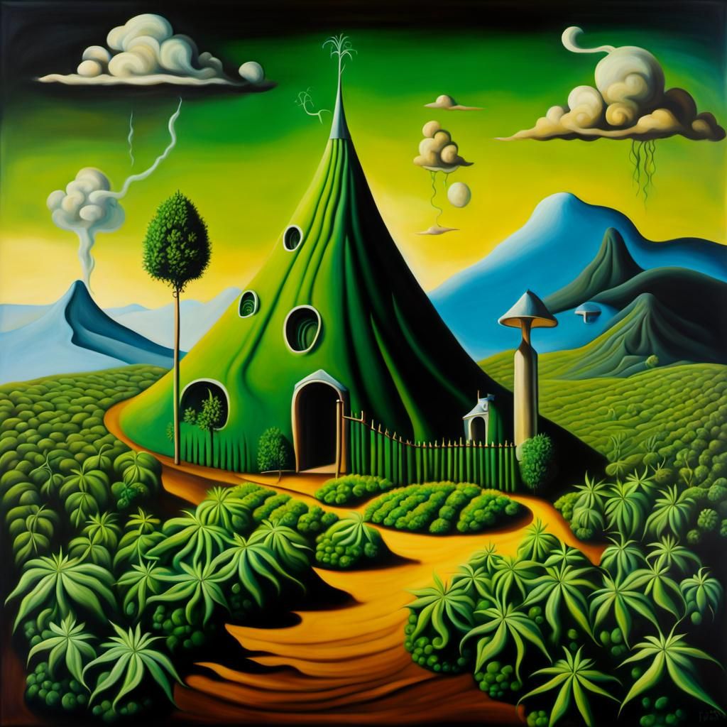 Surreal Weed Farm in Salvador Dali Style