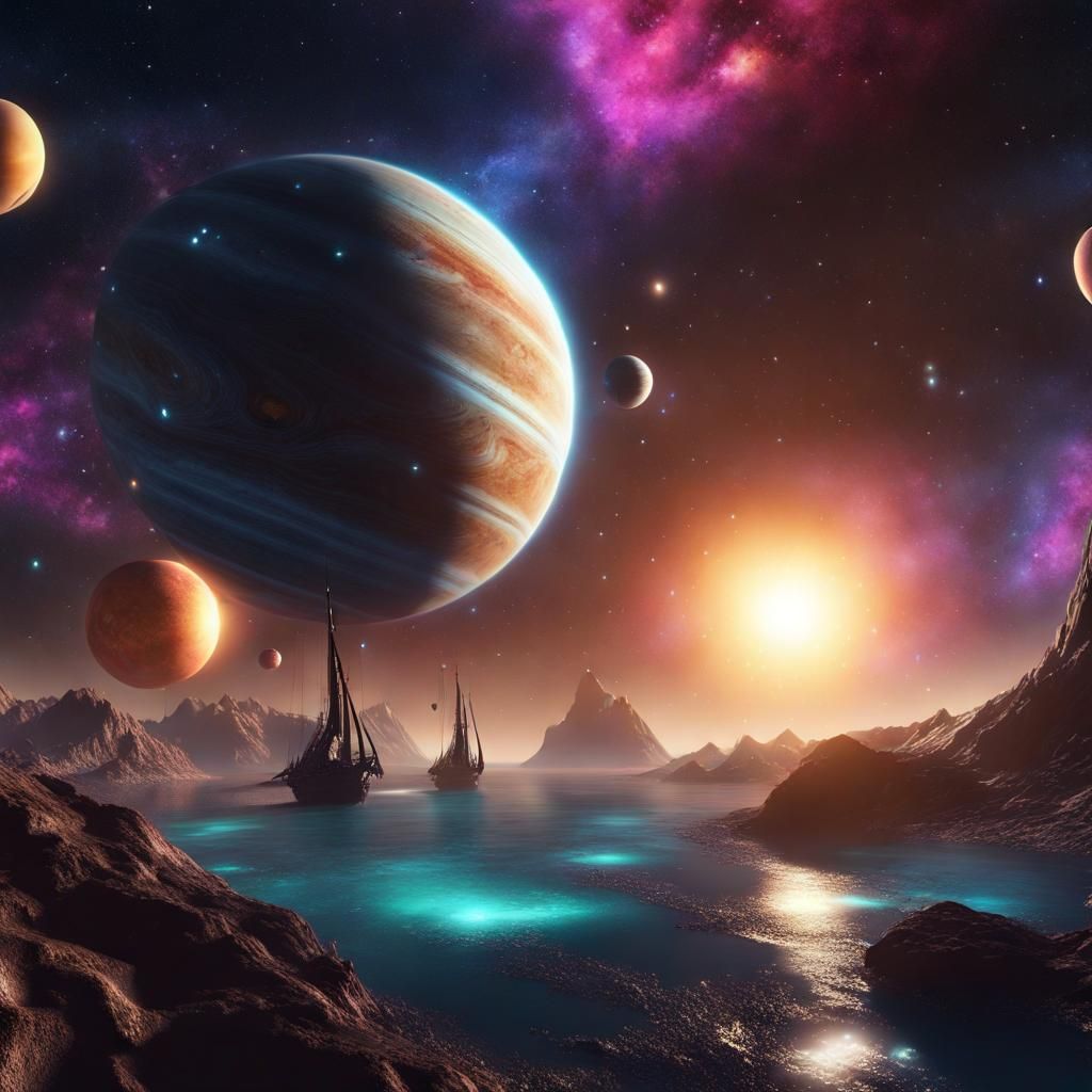 Fantasy Galleon Sailing Through the Alpha Centauri System