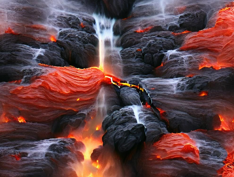 Spectacular Lava Fall Landscape