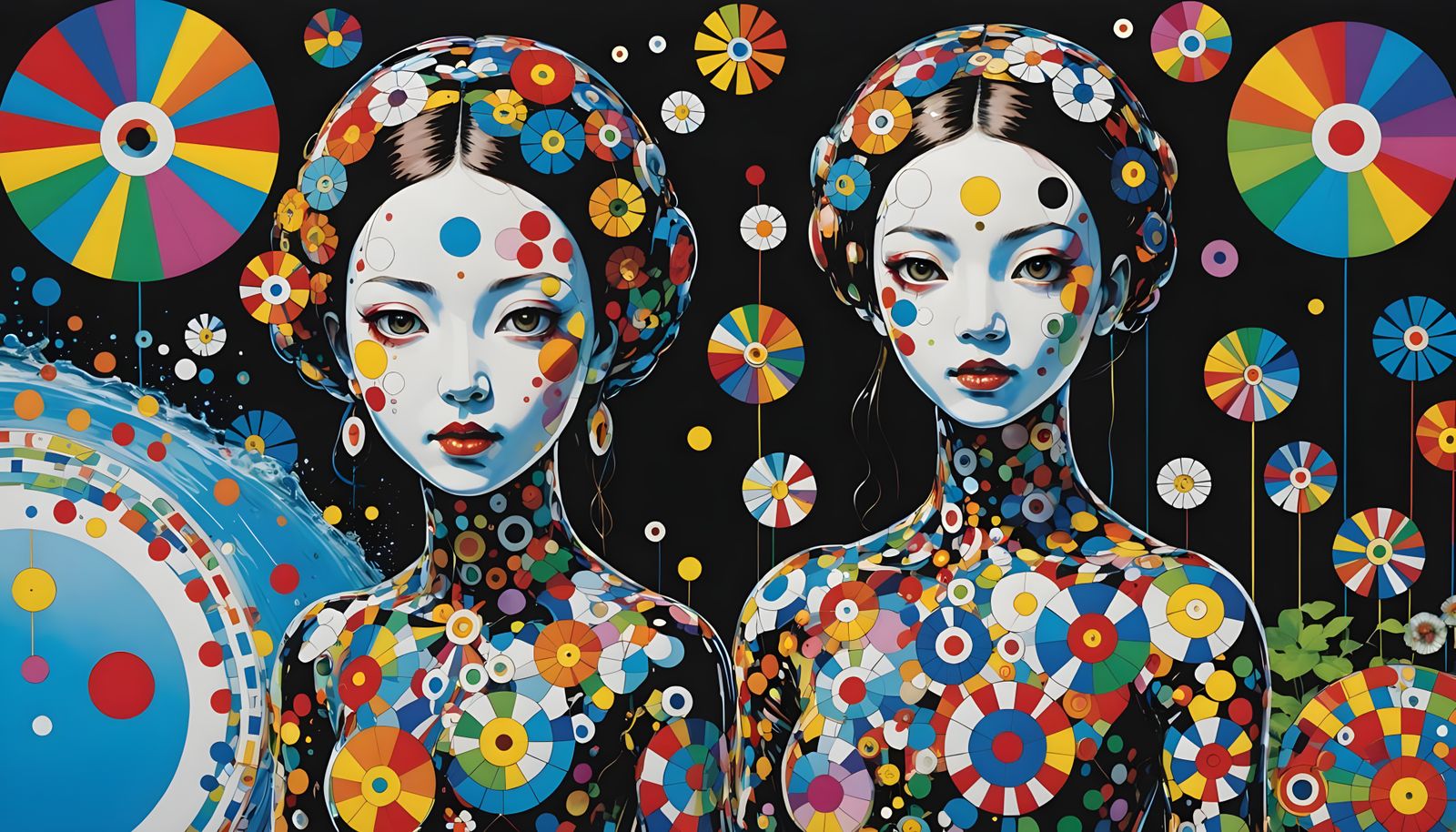 Surreal Android Goddess in a Kaleidoscopic Garden