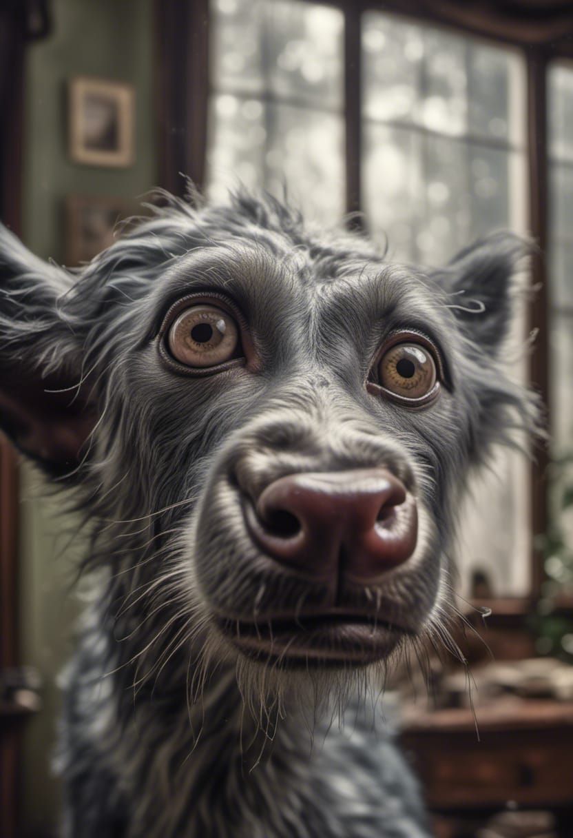 Photorealistic Chimera Dog in Magical Realism