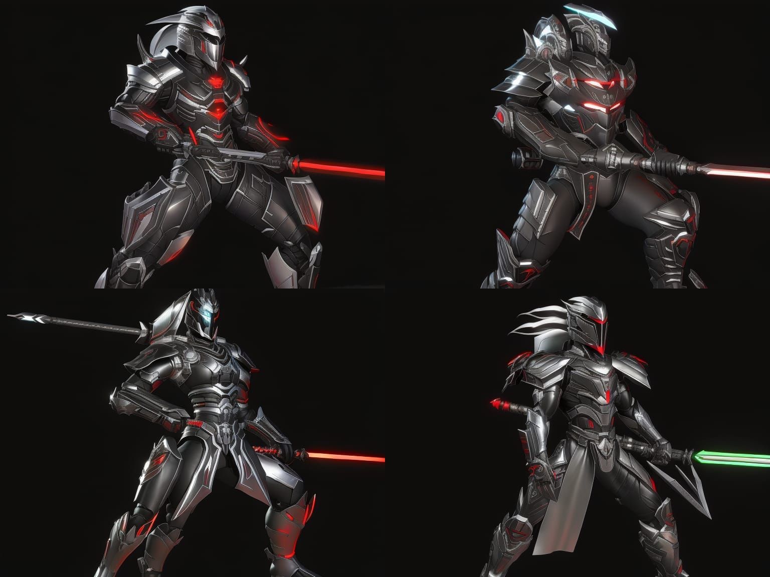 Futuristic Samurai: Black Armored Cyborg Concept Art