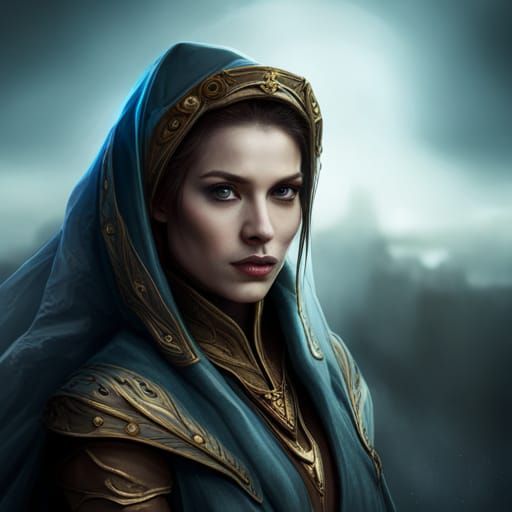 High Fantasy Rogue Portrait in Dark Light Armor