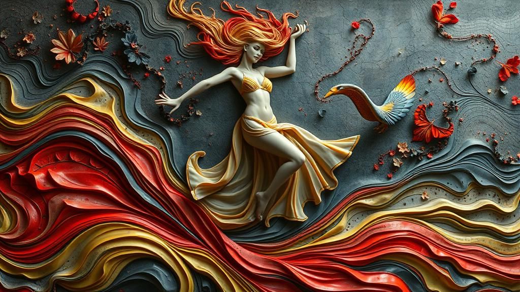 Pellucid Dancer in Clay: A 2.5D Wave Sculpture