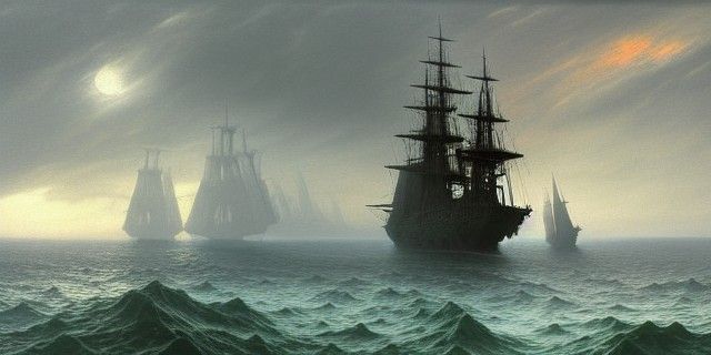 Ghost Ship on Haunted Seas: Romanticism Style
