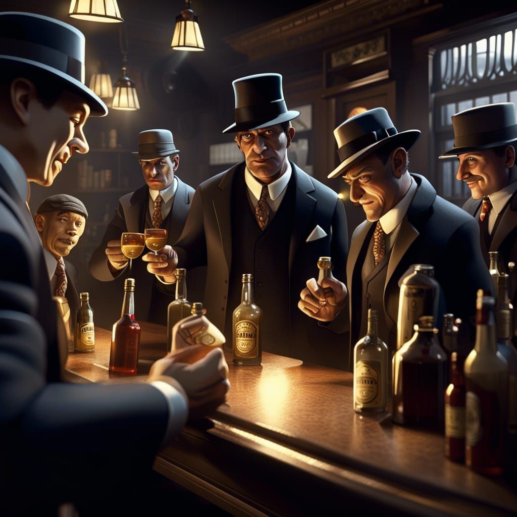 1920s Prohibition mobster speakeasy