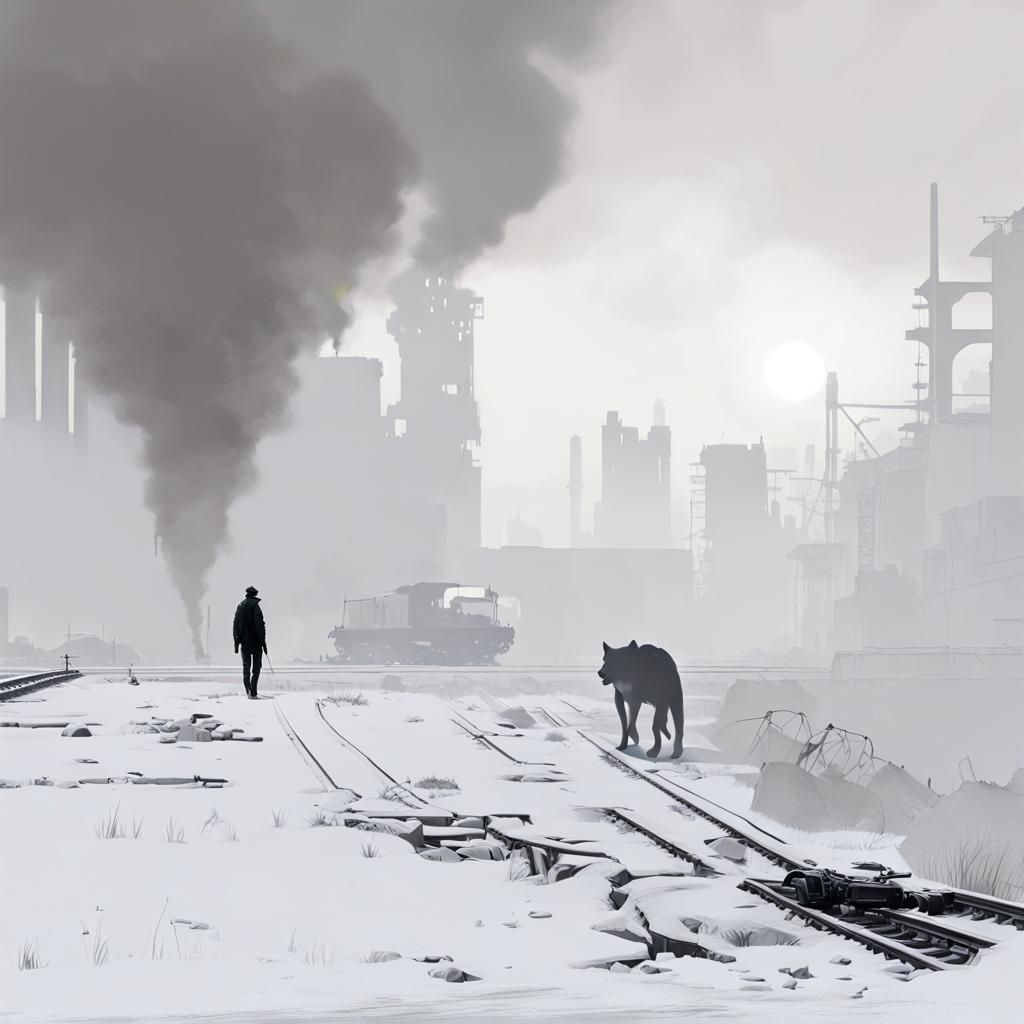 Gritty Post-Apocalyptic Cityscape with Radiant Sunset