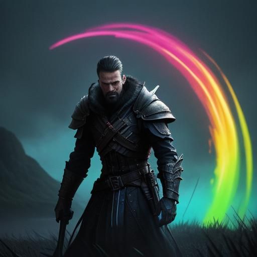 Neon Fantasy Swan in Rainbow Colors