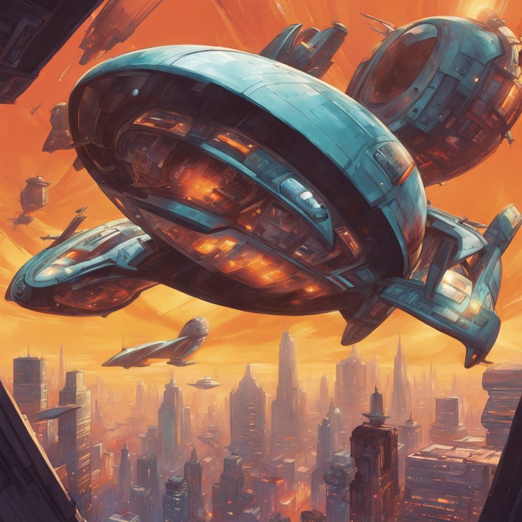 Style retrofuturism, the Jetsons cartoon style flying person...