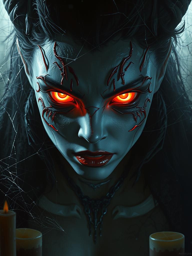 Highly detailed and realistic close-up of a female shadow fi...