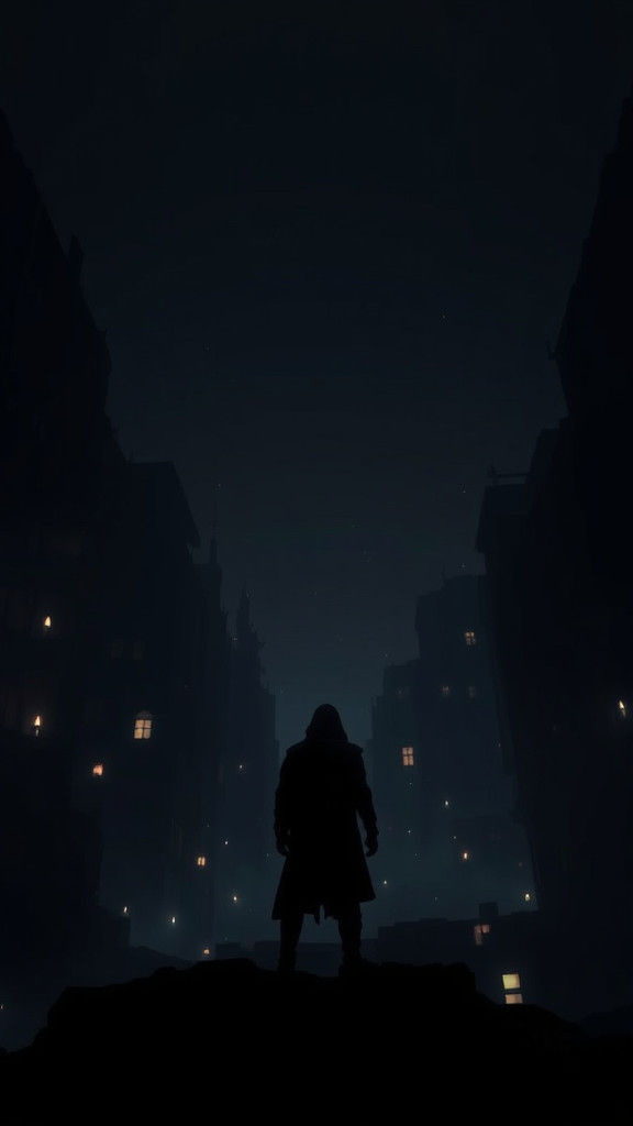 Apocalyptic Cityscape Silhouette in Dark Realism