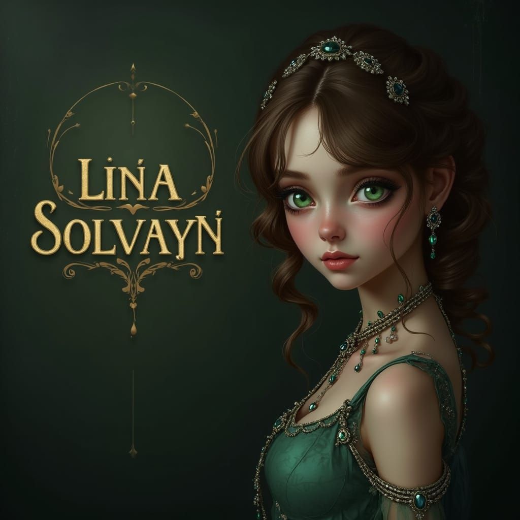 Green-Eyed Girl with Jewelry in Dark, Moody Style
