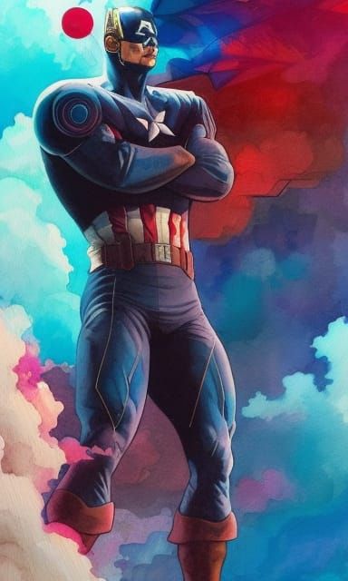 Colossal Captain America Synthwave Comic Book Cover