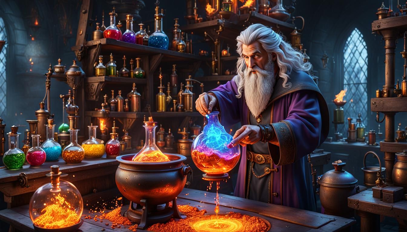 Mad Wizard's Alchemist Lab in Fantasy Art