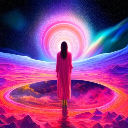 Starscapes on Pink Planet in Astral Illustration